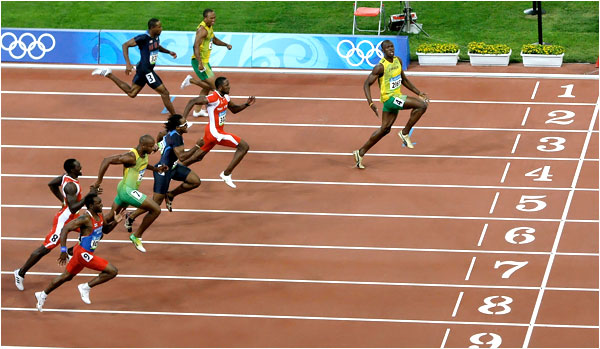 Usain Bolt Wins the 100-Meter Final in Beijing